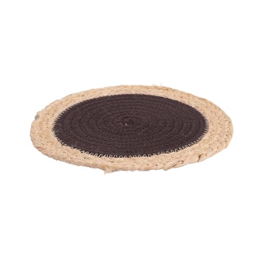 Image of DENOVA Cotton Rope Trivet for Hot Pots and Pans Heat-Resistant Table Mat, Handcrafted Spiral Design, Mocha and Jute Edge Pack of 3