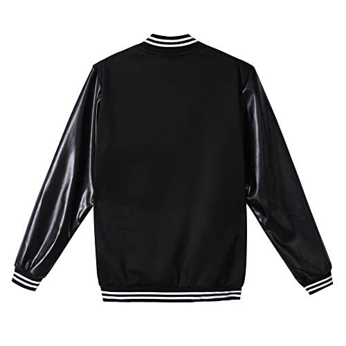 Mowbeat Women Leather Baseball Jacket Unisex Varsity Uniform Long Sleeve Adult Casual Cardigan Men's Track Jacket3