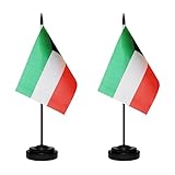 Kuwait Kuwaitis Small Mini Desk Flag Set Miniature Kuwait Kuwaitis Table Office Flag with 13" Black Pole, Black Base, Miniature Kuwait Deluxe Desktop Flag(2 Pack)