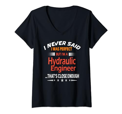 Femme Cadeaux amusants d'ingénieur hydraulique pour profession d'ingénieur T-Shirt avec Col en V