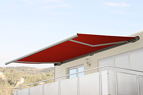 Mendler Elektrische Kassettenmarkise T122, Markise Vollkassette 4x3m - Polyester Bordeaux-rot