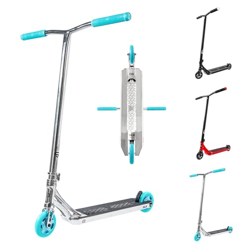 CORE SL3 - Patinete completo - Patinete profesional para cualquier edad - Scooters profesionales para niños y adultos - Listo para montar truco - Cromo/verde azulado
