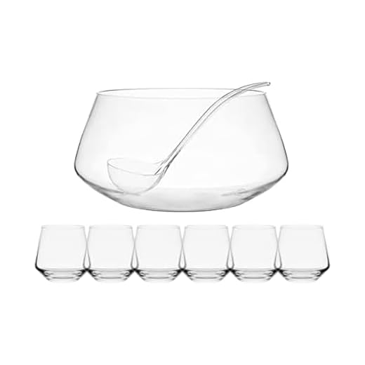 Mikasa Akimbo 8 Piece Punch Bowl Set with Acrylic Ladle, 11-Quart, Clear
