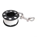 Scuba Diving Line Reel 15M/30M/50M Finger Spool for Cave Diving, Compact Dive Reel with 90mm Double Hook Snap, Folding Underwater Line Winder Tool, Nylon Line(30m)