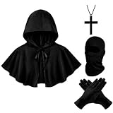Costume d'Halloween de pesticide 4 pièces avec cape, masque, gants, chaîne en croix