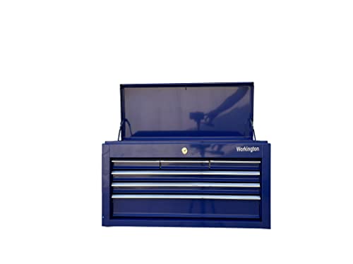 Workington Portable Metal Tool Chest With 6 Drawers, 24" 6-Drawer Tool Chest Cabinet With Ball Bearing Drawer Slides, Steel Tool Storage Box Organizer 4005 Blue #TOP2