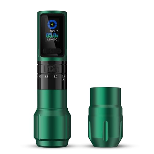 INKin Inferno Wireless Tattoo Machine 6 Adjustable Stroke 2.0mm - 4.5mm, Tattoo Gun with 40mm and 36mm Large Grip, 1800 mAh Battery Supports 6-8 Hours of Work, Great for Tattoo Artists