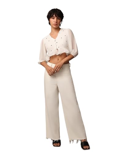 Image of ONLY Women's Polyester Solid Regular Fit T-Shirt