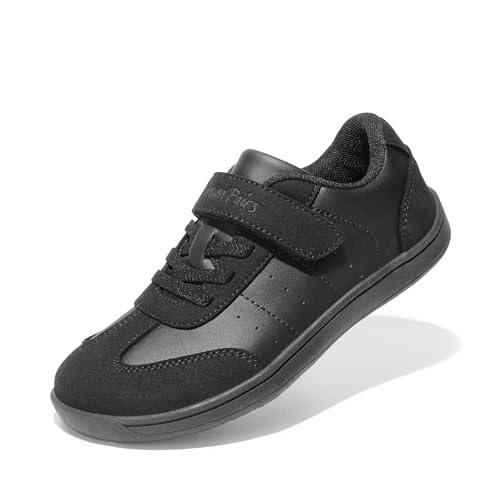 DREAM PAIRS Boys Girls Shoes Kids Barefoot Wide Toe Casual Walking Lightweight Running Athletic Sneakers Little Kid Big Kid,Size 4 Big Kid,Black,SDRS2416K
