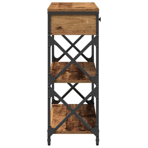 Mesa de Entrada de Estilo Industrial con 2 cajones de Almacenamiento | Hecha de Madera reciclada y Hierro con Acabado Desgastado para un Toque Vintage, Ideal para Sala de Estar o Entrada, 75 cm, Mesa - imagen 7