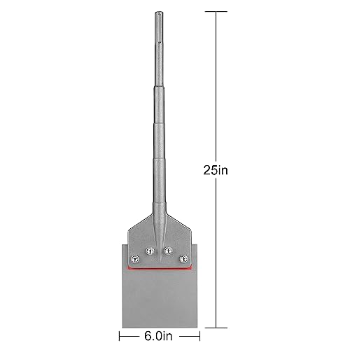 SDS Max Floor Scraper, Firecore 6 Inch Wide x 25 Inch Long Heavy Duty Thinset Removal Chisel Bit for SDS Max Rotary Hammer Drill, Tile Mortar Adhesive Remover for Concrete Floor Scraping