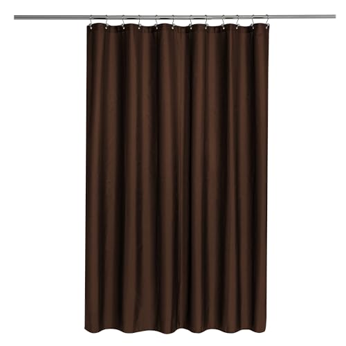Image of N&Y HOME Fabric Shower Curtain or Liner with Magnets, Brown | Hotel Quality, Machine Washable, Water Repellent, Standard Size