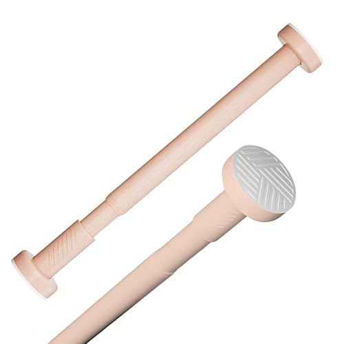 Barra de Cortina de Ducha Extensible 35-240 cm Arra de Tensión Ajustable Sin Agujeros Varilla Telescópica para Armario Baño(Light pink,(19'-31')50-80cm)