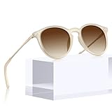 CARFIA Fashion Polarized Round Sunglasses for Women Hand-polished Acetate Frame Eyewear CA508