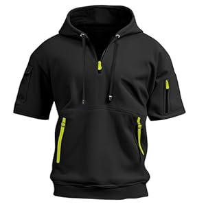 Mens Hoodies Summer Short Sleeve Top Comfy Running Tops Hoodie Men Gym Shirts Lightweight Breathable Athletic T Shirt Smart Casual Beach Hoodies Tops Sports Outdoor with Pockets