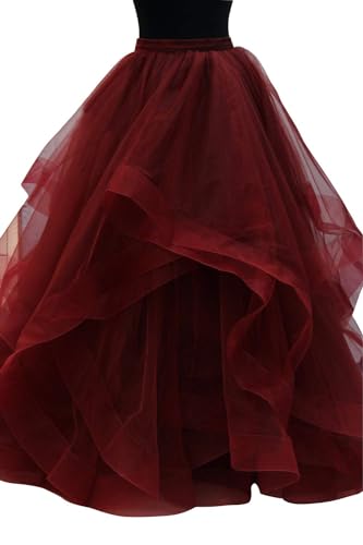 Women Long Maxi Ruffle Tutu Tulle Skirt with Short Train Back Bridal Ball Flowy Skirt Bridesmaid Skirt2