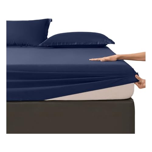 Prześcieradło z gumką w 100% z bawełny - miękkie i oddychające łóżko podwójne (200 x 200 cm) idealne na łóżka pojedyncze i king size - jasnoszary kolor idealny do wygodnego snu
