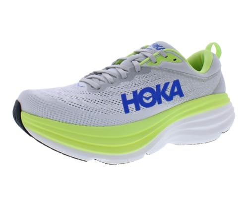 HOKA Bondi 8 Mens Shoes Size 10, Color: Stardust/Lettuce