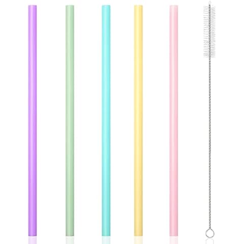 Silicone Drinking Straws 6 Pieces Reusable Silicone Straws Colourful Replacement Straws with Cleaning Brushes for 12oz -30oz Water Bottle - BPA Free Length 24 cm Inner Diameter 6mm Cover