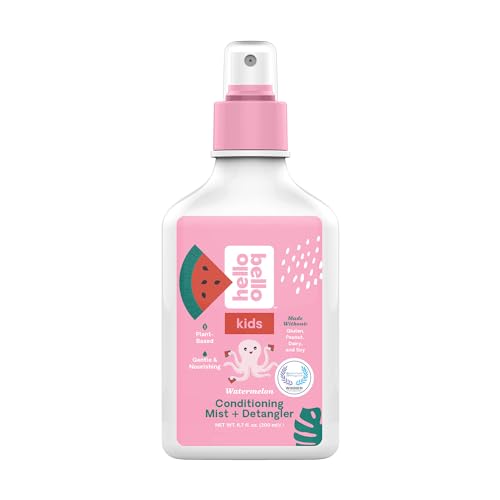 Hello Bello Kids Conditioning Mist + Detangler – Hypoallergenic Non-Greasy Leave-in Conditioning Spray – Vegan and Cruelty-Free – Watermelon Scented – 6.7oz Hello Bello Kids Conditioning Mist + Detangler – Hypoallergenic Non-Greasy Leave-in Conditioning Spray – Vegan and Cruelty-Free – Watermelon Scented – 6.7oz