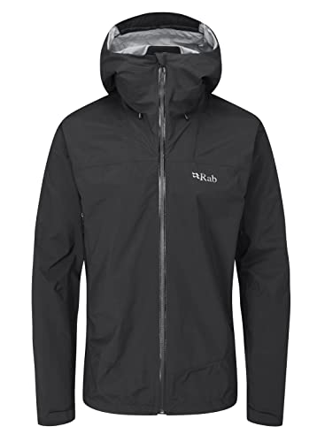Rab Men's Downpour Plus 2.0 Waterproof Breathable Jacket for Hiking and Climbing - Black - Small