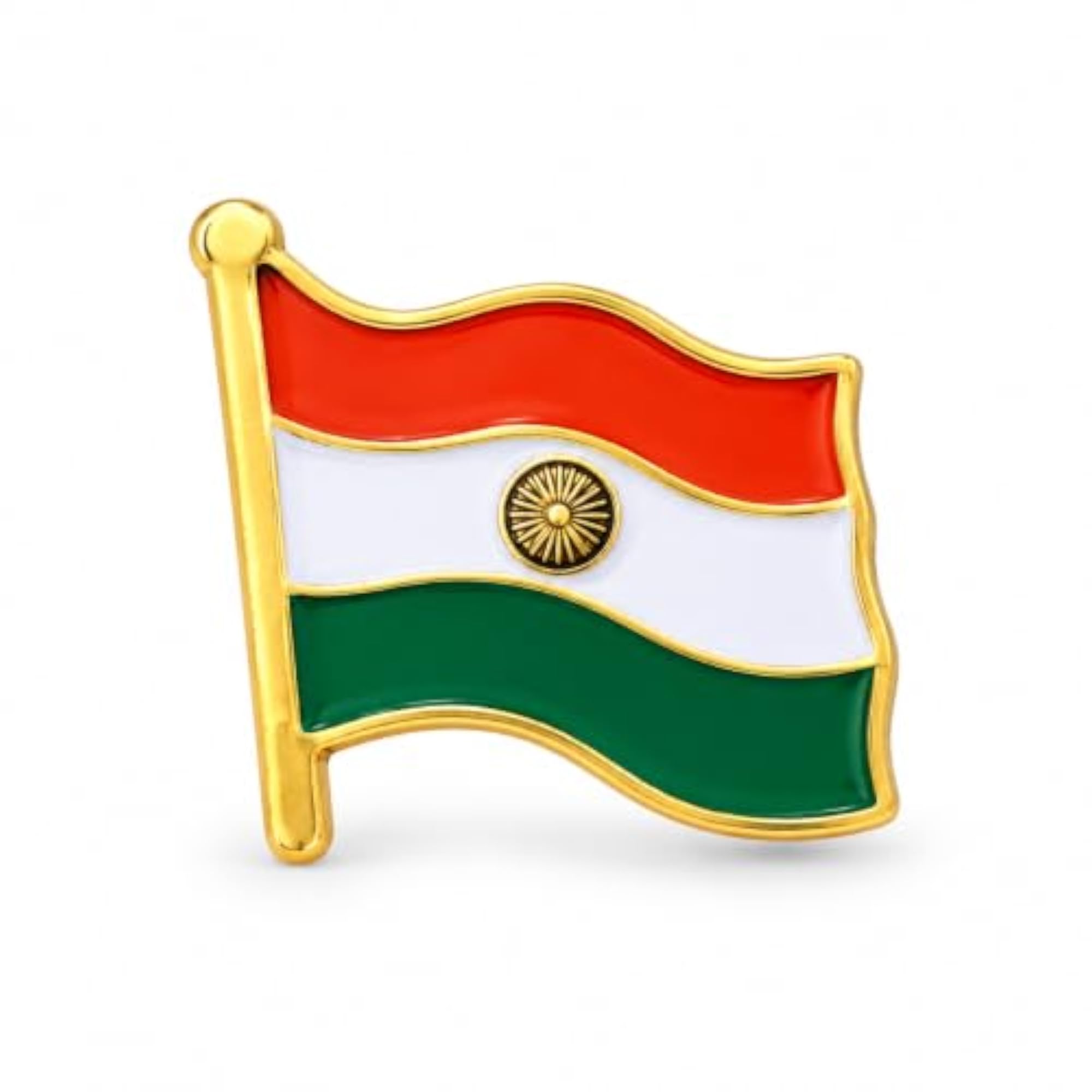 Indian Tricolour Flag Lapel Pin, Premium Gold Finish