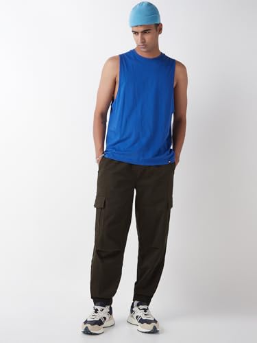 Image of Bewakoof Men's Solid Oversized Fit Twill Joggers