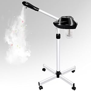 Takeashine Professional Facial Steamer on Wheels, Ozone Facial Steamer with Time Setting, Stand Facial Steamer Adjustable Height for Spa, Salon and at Home Use