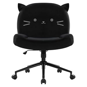 Armless Office Desk Chair with Wheels,Ergonomic Criss Cross Legged Computer Chair with Fabric Padded, Height Adjustable Wide Seat Vanity Chairs,Mid Back Task Chair for Home, Bedroom (Black)