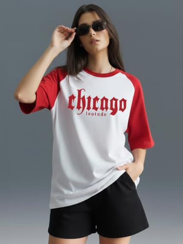 Image of LEOTUDE Half Sleeve Round Neck Tshirt for Women, Oversized Longline