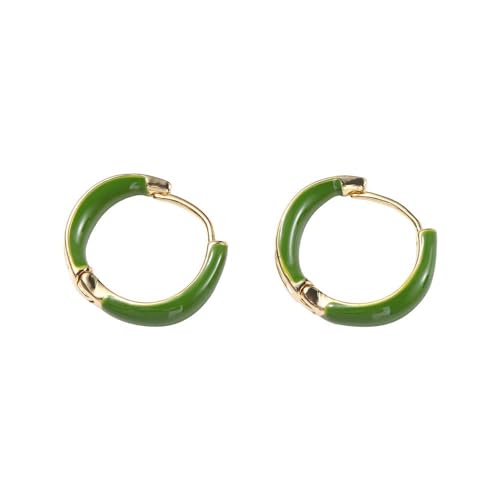 Alloy Round Circle Hoop Earrings Women Wedding Jewelry, Acetate Statement Drop Earrings Ear Buckle Earrings(Green)