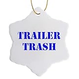 3dRose Trailer Trash Blue Snowflake Ornament, 3'