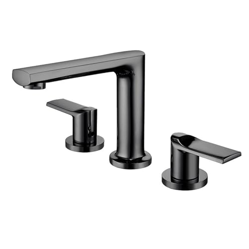 Robinet de lavabo de salle de bains à 3 trous noir pour rénovation vasque familiale