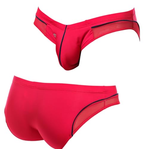 Mens Sexy Line Bikini Underpants Pouch Enhancing Low Waist Thong Sheer Underwear4