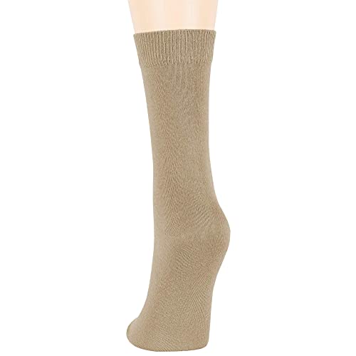 7Bigstars Kingdom Women's Cotton Dress Socks - 4 Pack Medium - Thin Solid Casual Crew Lightweight - Sock Size 9-11 Shoe Size 5-9 M Beige #TOP4