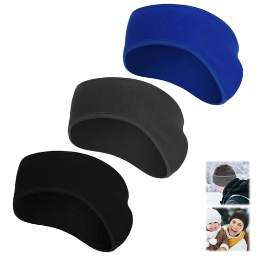 Image of Ear Warmers Headband, KOMAKE 2 Pack Earmuff Headband Fleece Earmuffs Running Headband Winter Ear Covers Moisture Wicking Sweatband Ski Sport Headband For Men & Women (Black+Gray)