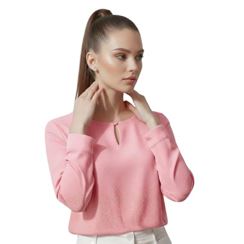 Image of BLACKSMITH Long Sleeve Key Hole Neck Formal Office Shirt for Women | Women Stylish Western Tops