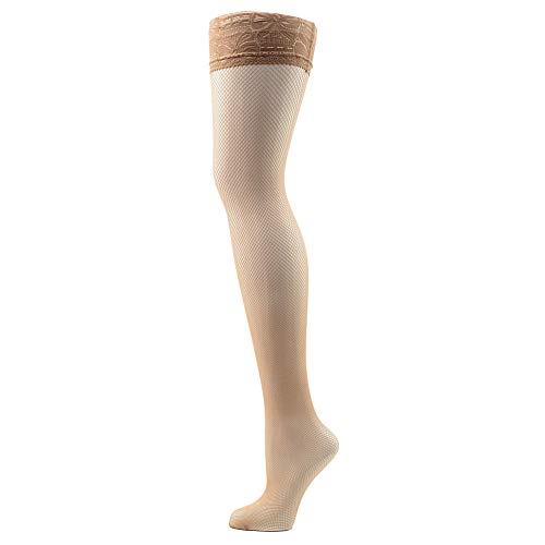 Image of Conte Fishnet Thigh Highs Self-Supported Stockings Silicone Lace Top Stay Ups Class Rette Micro Mesh