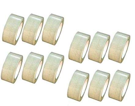 Eco Pack Transparent Adhesive BOPP Tape 2'' inch Width x 65 Meter Length Roll - Packing Tape (Pack of 12 Pcs)
