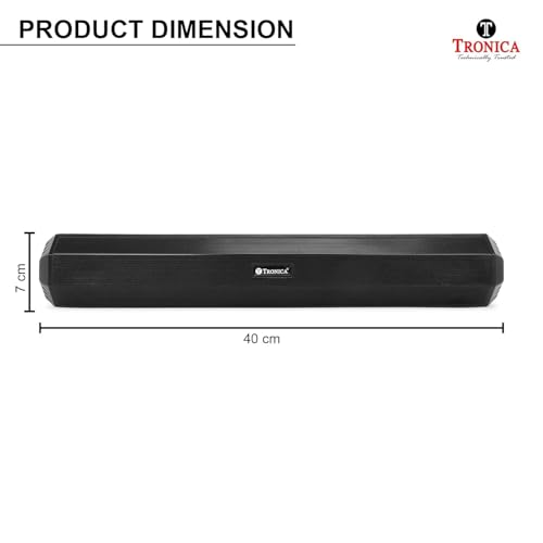 Image of TRONICA OctaneBar 10W Portable Bluetooth Soundbar Speaker, Rechargeable, 8H Battery Backup, Signature Sound, USB /SD Card /Aux /FM Radio, Type C Fast Charging, for TV /Mobile /PC (Black)