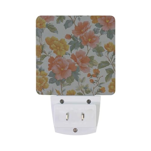 Lámpara de noche naranja con patrón floral vintage miniatura 6