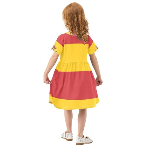 Spain Flag Toddler Dresses for Girls Easter Spring Dress Summer Short Children 2t3