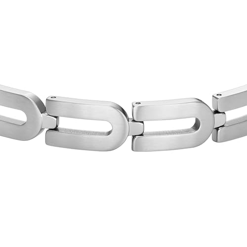 Image of Fossil Men's Plated Stainless Steel Engravable Personalized Gift ID, Chain or Cuff Bracelet for Men