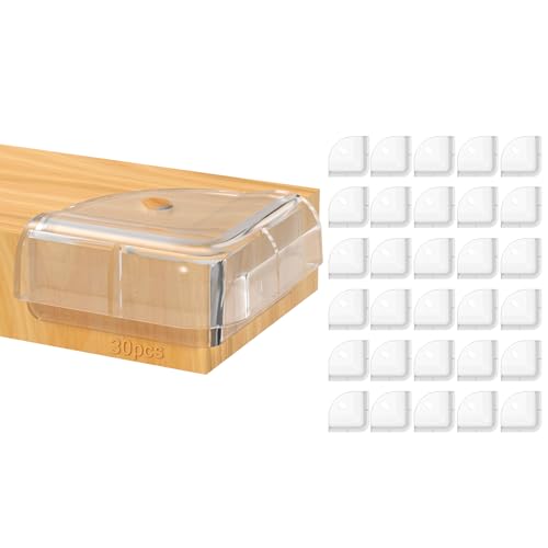 Euqvunn 30 Pezzi Paraspigoli per Bambini- Protettori Angolari Trasparenti a Settore a Doppio Strato, Paracolpi di Sicurezza Extra Spessi con Adesivo Rinforzato per Angoli Affilati dei Mobili