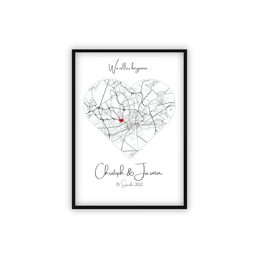 dockyardos® Personalisierbares Koordinaten Poster „Wo alles begann“ | Geschenk für Paare, Freundin oder Frau | Individuelles Wandbild zum Jahrestag, Valentinstag & Geburtstag