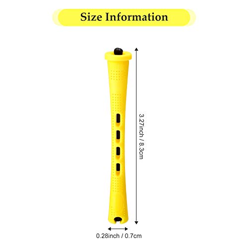 56 Pieces Hair Perm Rods Set Hair Rollers Plastic Cold Wave Rods Perming Rods Curlers Hairdressing Styling Tool (0.28 Inch, Yellow) #TOP1
