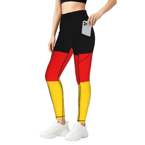 Leggings con estampado de bandera alemana para mujer que evitan transparencias al entrenar