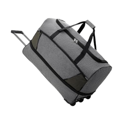 Wheeled Duffel Bag Travel Trolley Bag Foldable Tote Carrying Bag Portable Overnight Bag Luggage Bag for Women Picnic Men Trip, Gray, L
