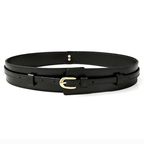 Leather Belt Women's Outerwear Sweater Decorative Coat Versatile Suit With Dress Waistband Wide Waist Closure