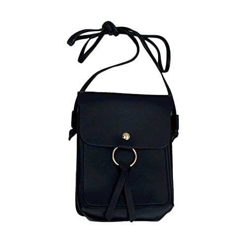 ルナリ ショルダーバッグ スマホポーチ レディース スマホバッグ 斜め掛け 軽量 カジュアル 携帯 ポシェット ブラック (ブラック)